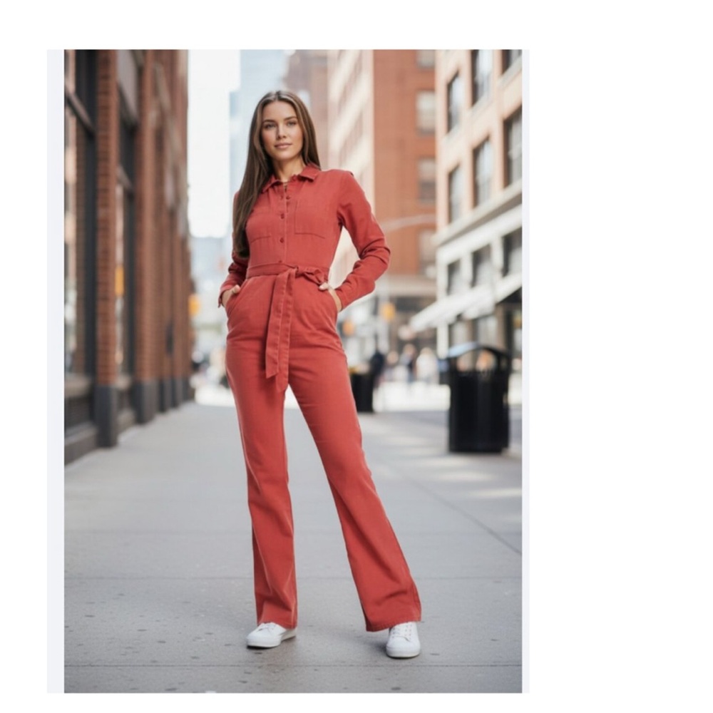 NWOT ASOS ASOS DESIGN long sleeve twill boilersuit with collar in rust